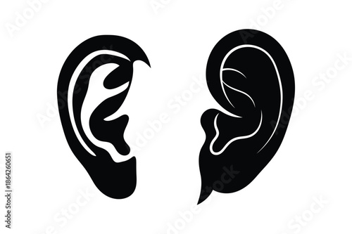 Human ears silhouette vector art design 