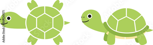 Cartoon turtle swimming, cute turtle walking, green turtle illustration, animal character design, sea turtle clipart, reptile drawing, wildlife art, educational graphic
