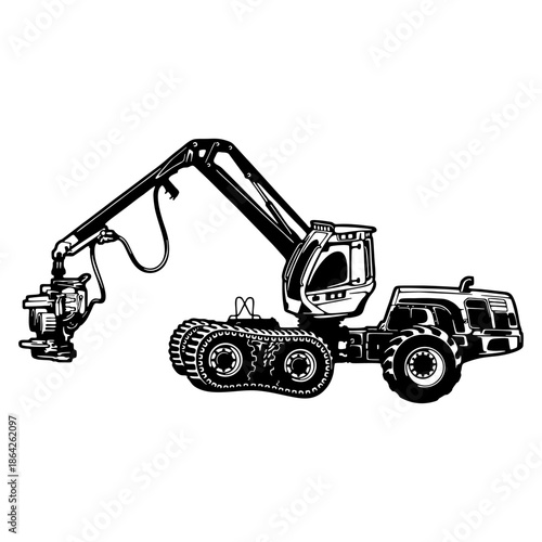 Felling Harvester in the Forest