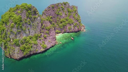 Aerial 4K view of Ko Maa tropical island in Thailand
