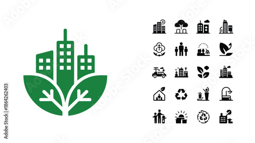 Green City Sustainability Icon Set