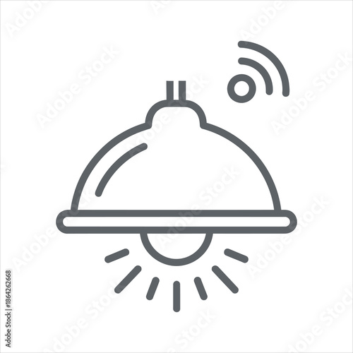 Smart ceiling lamp line icon with wireless signal, modern smart home lighting illustration
