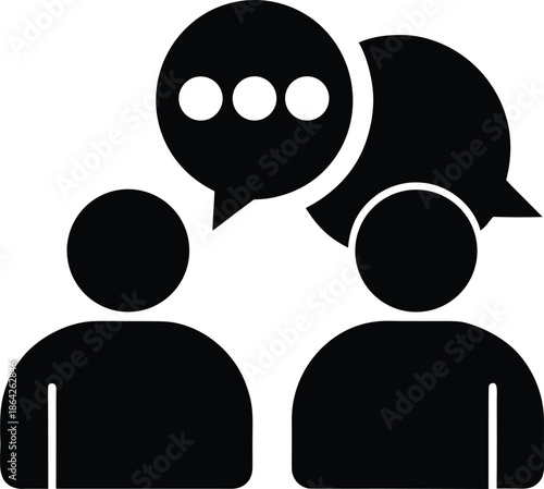 Discussion Silhouette Vector Icon on White Background