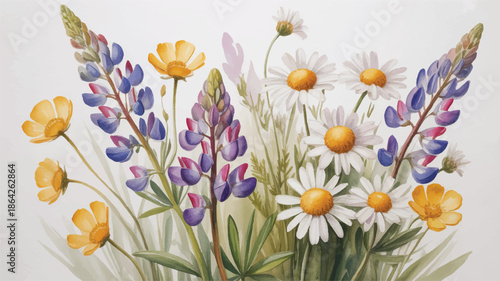 beautiful bouquet of colorful flowers on white background