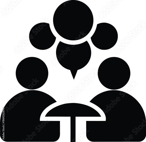 Discussion Silhouette Vector Icon on White Background