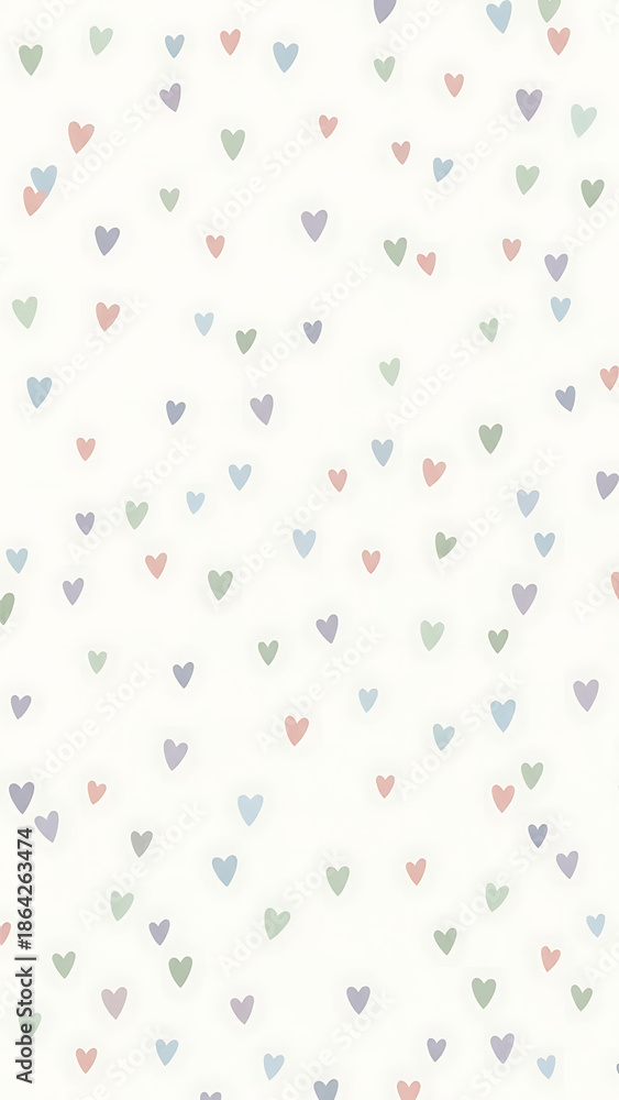 Obraz premium A vibrant pattern of multicolored hearts on a white background, whisking away in a whimsical design