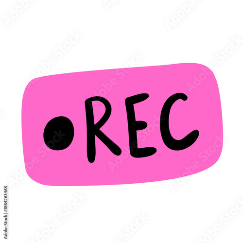 Recording button with the word 'REC' on a pink background