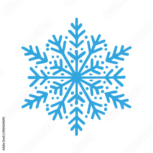 Intricate blue snowflake design, a perfect vector illustration capturing the serene beauty and delicate geometry of winter's frosty cold weather and holiday season charm