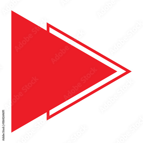 Red Play Button Icon with White Outline for Digital Media and Video Playback Functions