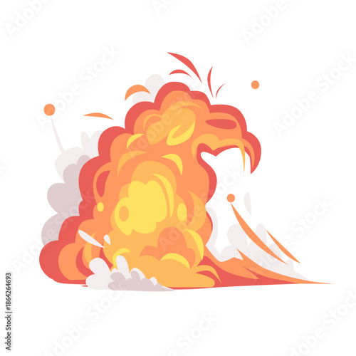 Explosion Effect Illustration Fiery Blast with Smoke and Debris for Dramatic Visuals