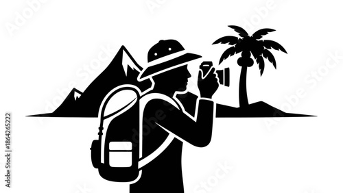 Vector illustration of a business man and a woman person silhouette holding a gun on the beach as a black shadow one hand vector