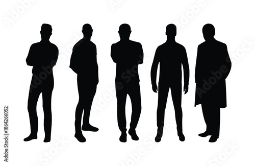 standing man silhouette in different types of position with standing sideways easy to edit and use standing sideways