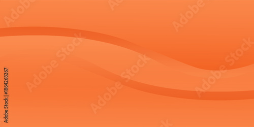 Orange background with smooth wave design. The background features a vibrant orange color and a soft gradient texture. Minimal abstract wavy gradient vector background