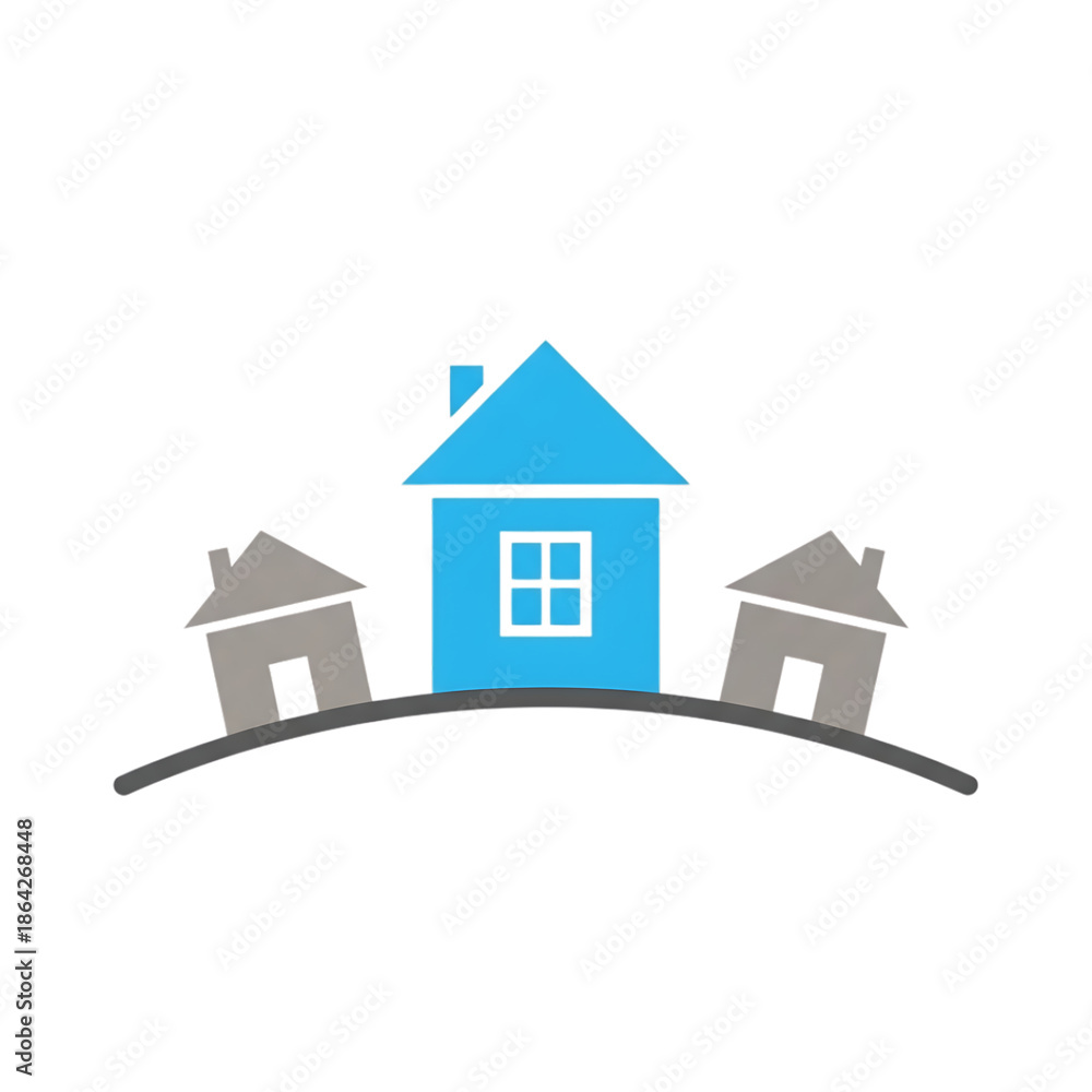 Naklejka premium houses on a hill residential area transparent background