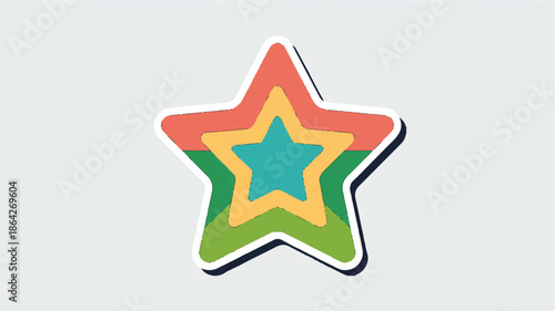 multicolored star shape with white outline