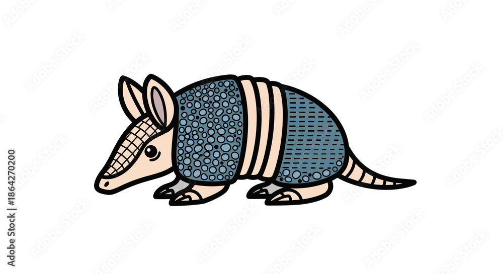 Obraz premium Cartoon armadillo illustration with decorative patterns and colors 