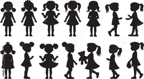 Little Girl Silhouette Vector Collection