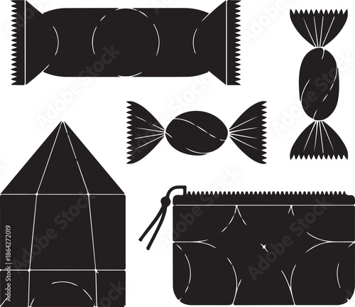 Black Assorted Candy Packaging Silhouettes