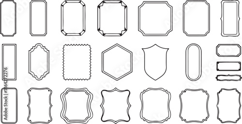 Collection of simple double-stroke line frames. Vector edges are fully editable with changeable line thickness. Vertical blank templates suitable for text, greeting or wedding designs eps