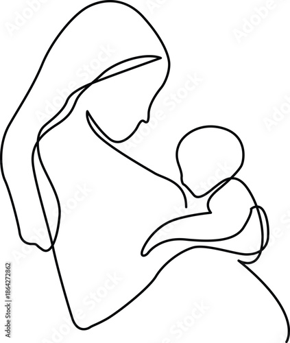 Mother holding baby Vector