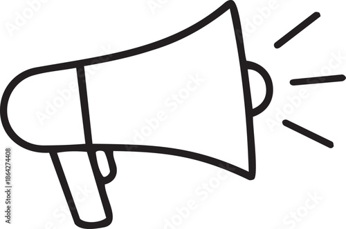 Megaphone speaker icon for announcements marketing and social media promotion, vector line art