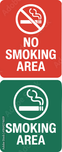 No Smoking And Smoking Area Sign Set With Prohibition And Permission Symbols Vector