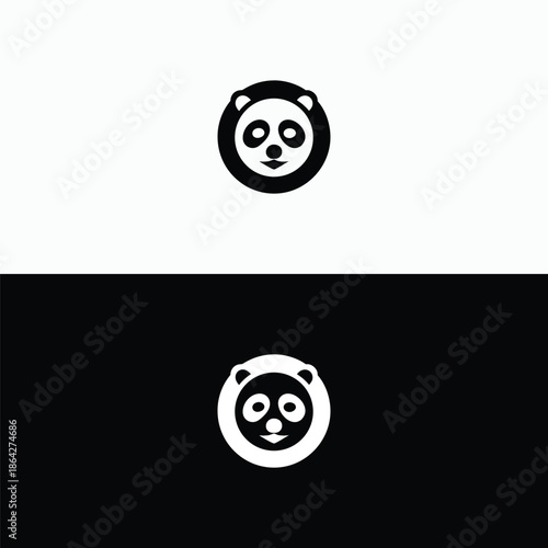 Food delivery panda logo in black and white color schemes