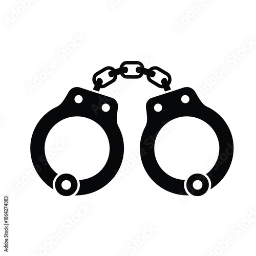 Black handcuffs icon symbol of crime and justice flat vector illustration isolated on white backgroud