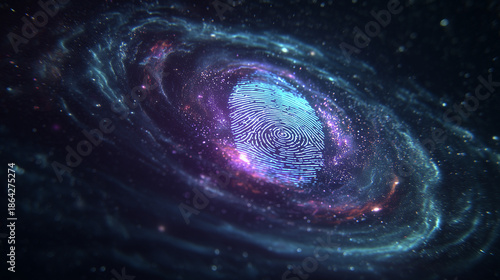 Stylized Render Of Biometric Scan Interface With Swirling 