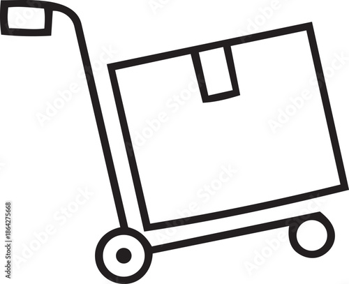 Hand truck dolly with delivery box for logistics, warehouse shipping and moving services vector