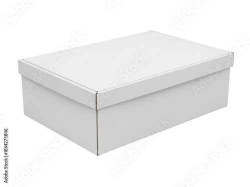 Empty white cardboard box isolated on transparent background