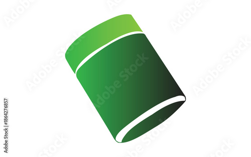 Green cylindrical container with lid isolated on white background 3d rendering