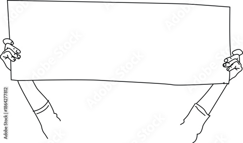 Two hands holding a large blank sign Vector
