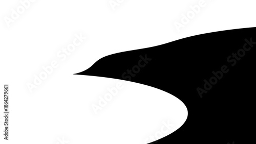 Abstract Black Shape Contrasting With White Space.