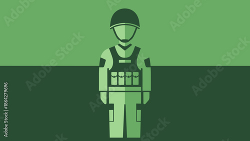 Stylized Soldier Icon Representing Military Personnel and Defense.