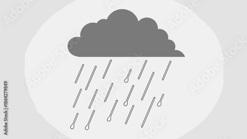 Cloud raining water drops illustration simple graphic.
