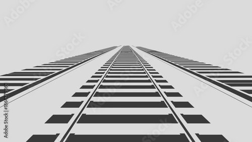 Perspective view of parallel railway tracks stretching into the distance.