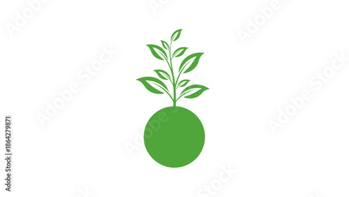 Green sprout growing from a vibrant green sphere.