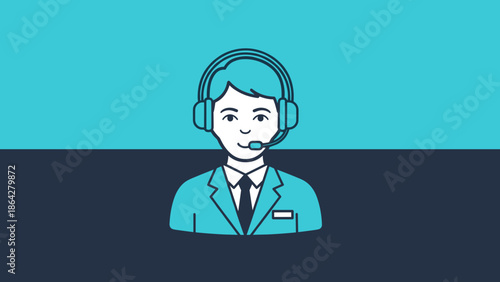 Customer service representative wearing a headset and suit 2.