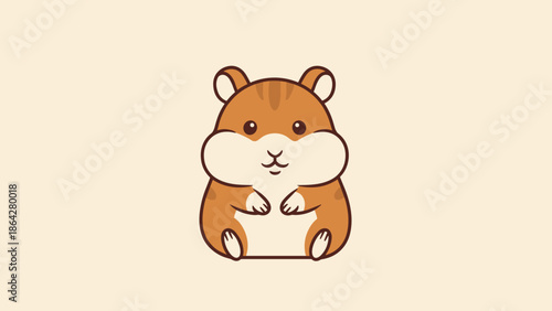 Cute cartoon hamster sitting and looking forward.