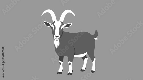 A Stylized Illustration of a Goat Standing Firmly.