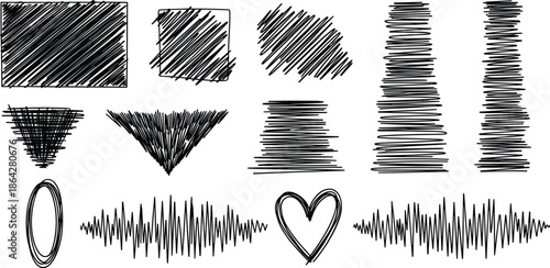 Collection of various black and white textures and shapes