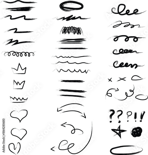 Collection of hand drawn symbols and signs