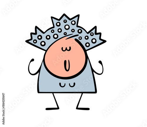 Cartoon girl in a cocoanut and a snowflake carnival costume. Vector illustration of a child actor performing in a theater or dancing to music at a New Year's holiday or carnival.