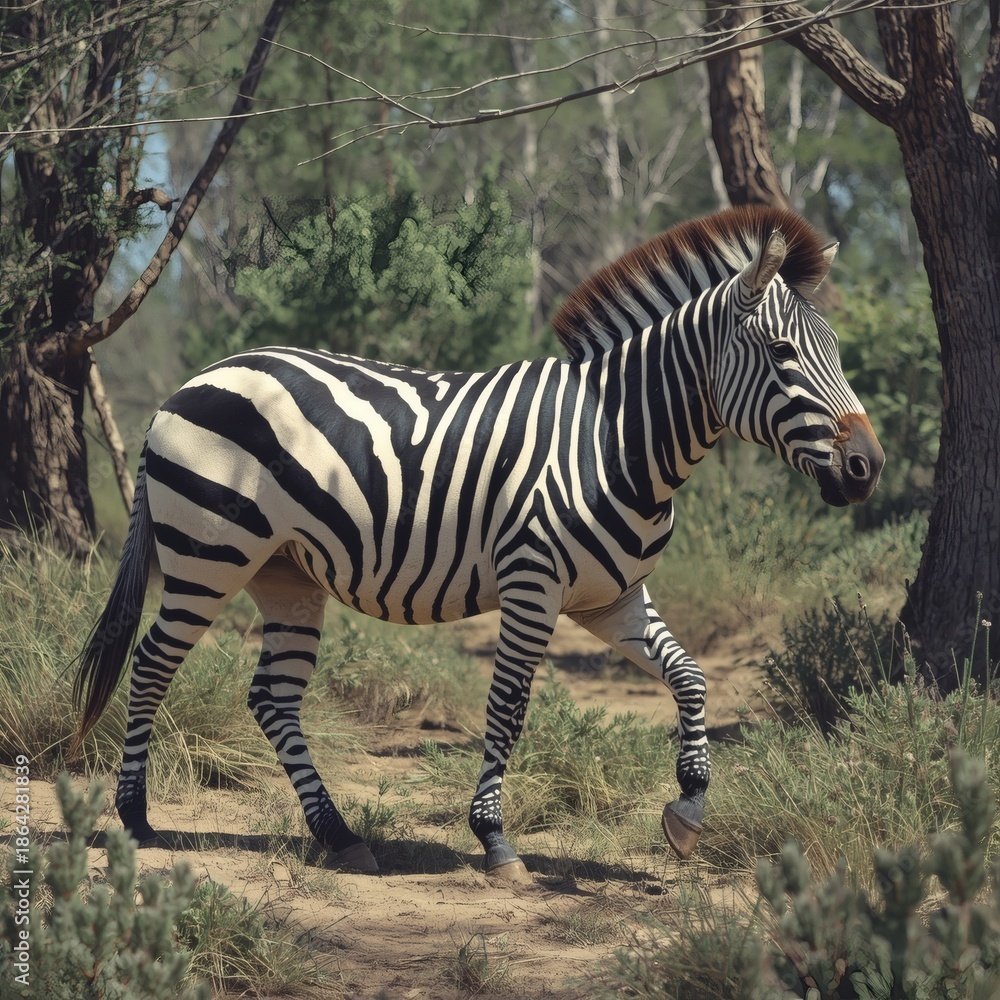 Obraz premium A beautiful zebra sighting in the forest.