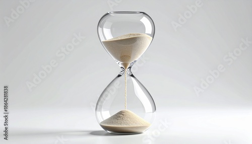 a transparent glass hourglass (sand timer)