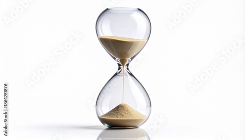 a transparent glass hourglass (sand timer)