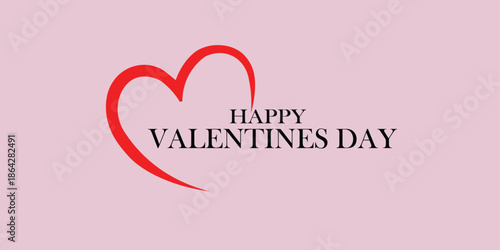 romantic valentine's day greeting card design with red heart illustration on pink background for love celebration illustration background.