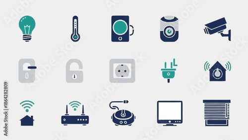 Collection of Modern Home Security and Automation Icons.