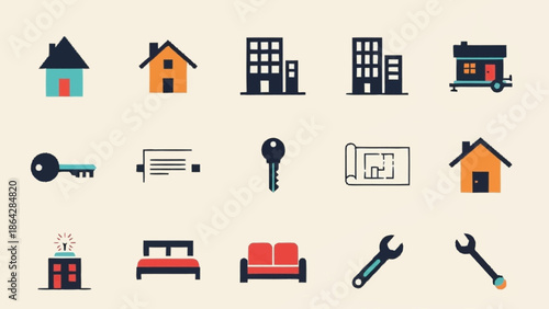 Collection of Real Estate and Home Icons.